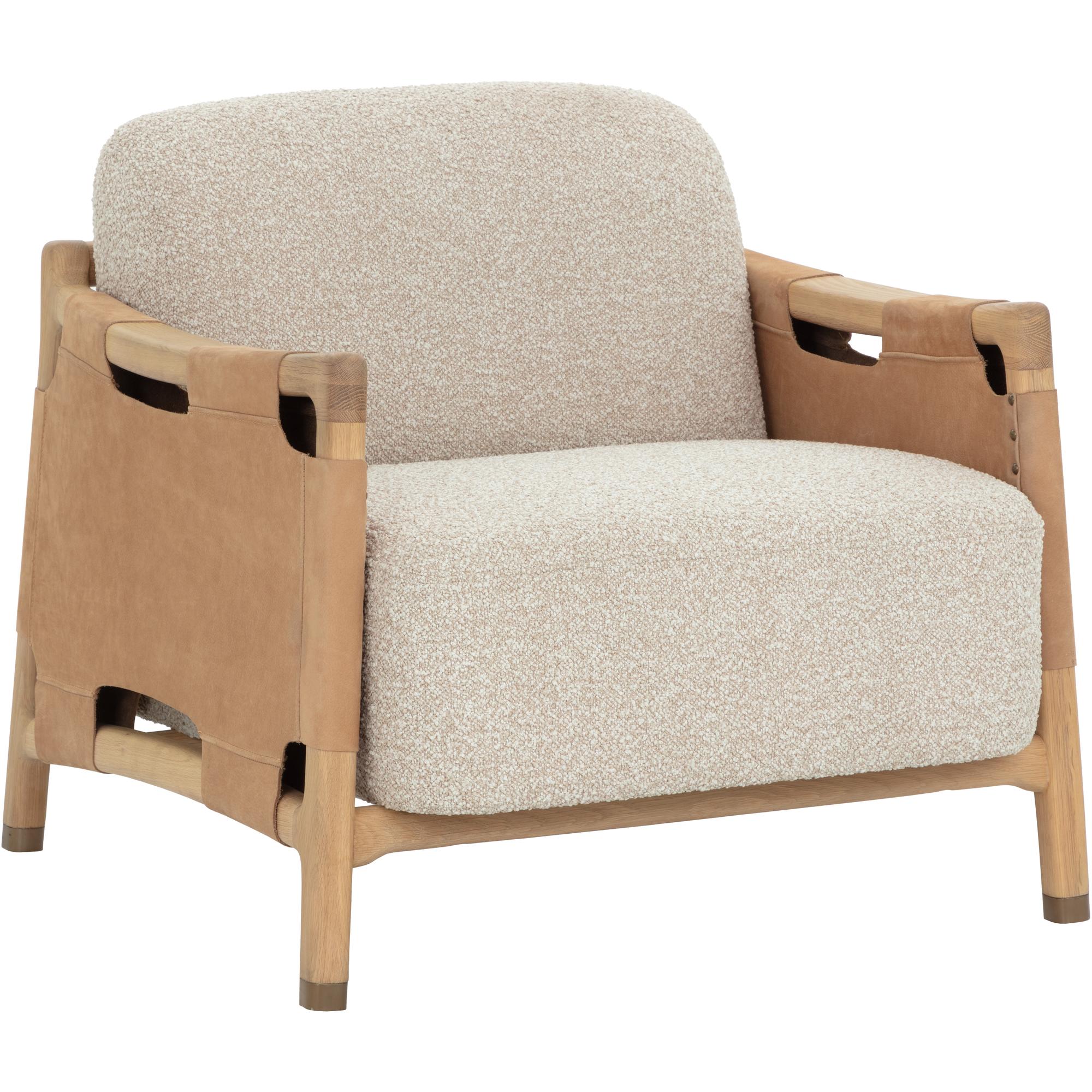 Calloway Lounge Chair - Light Oak - Santa Cruz Oatmeal / Nubuck Tan Leather