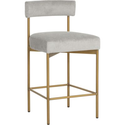 Seneca Counter Stool - Antique Brass - Polo Club Stone