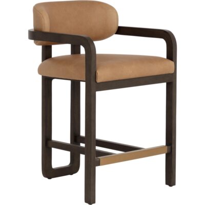 Madrone Counter Stool - Brown - Ludlow Sesame Leather