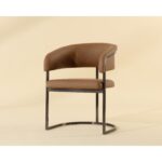 Marris Dining Armchair - Gunmetal - Milliken Cognac 112391 112391 MARRIS DINING ARMCHAIR GUNMETAL MILLIKEN COGNAC