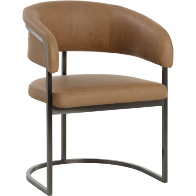 Marris Dining Armchair - Gunmetal - Milliken Cognac