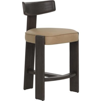 Horton Counter Stool - Dark Brown - Sahara Sand Leather