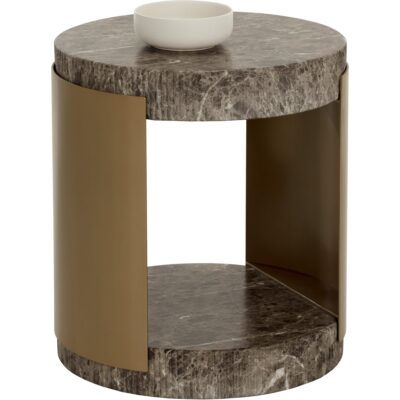 Cavette End Table - Marble Look - Dark Emperador