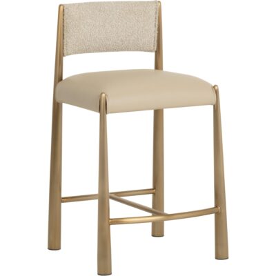 Bayard Counter Stool - Antique Brass - Napa Beige / Santa Cruz Oatmeal