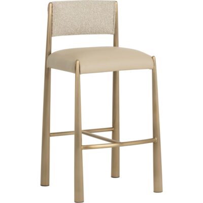 Bayard Barstool - Antique Brass - Napa Beige / Santa Cruz Oatmeal