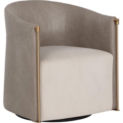 Leontine Swivel Lounge Chair - Meg Taupe / Ivanhoe Mineral