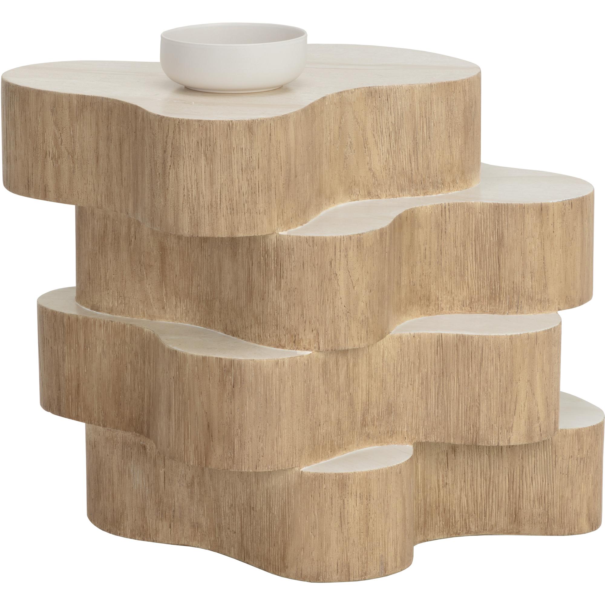 Geddes Side Table - Travertine Look - Cream 1 Geddes Side Table - Travertine Look - Cream