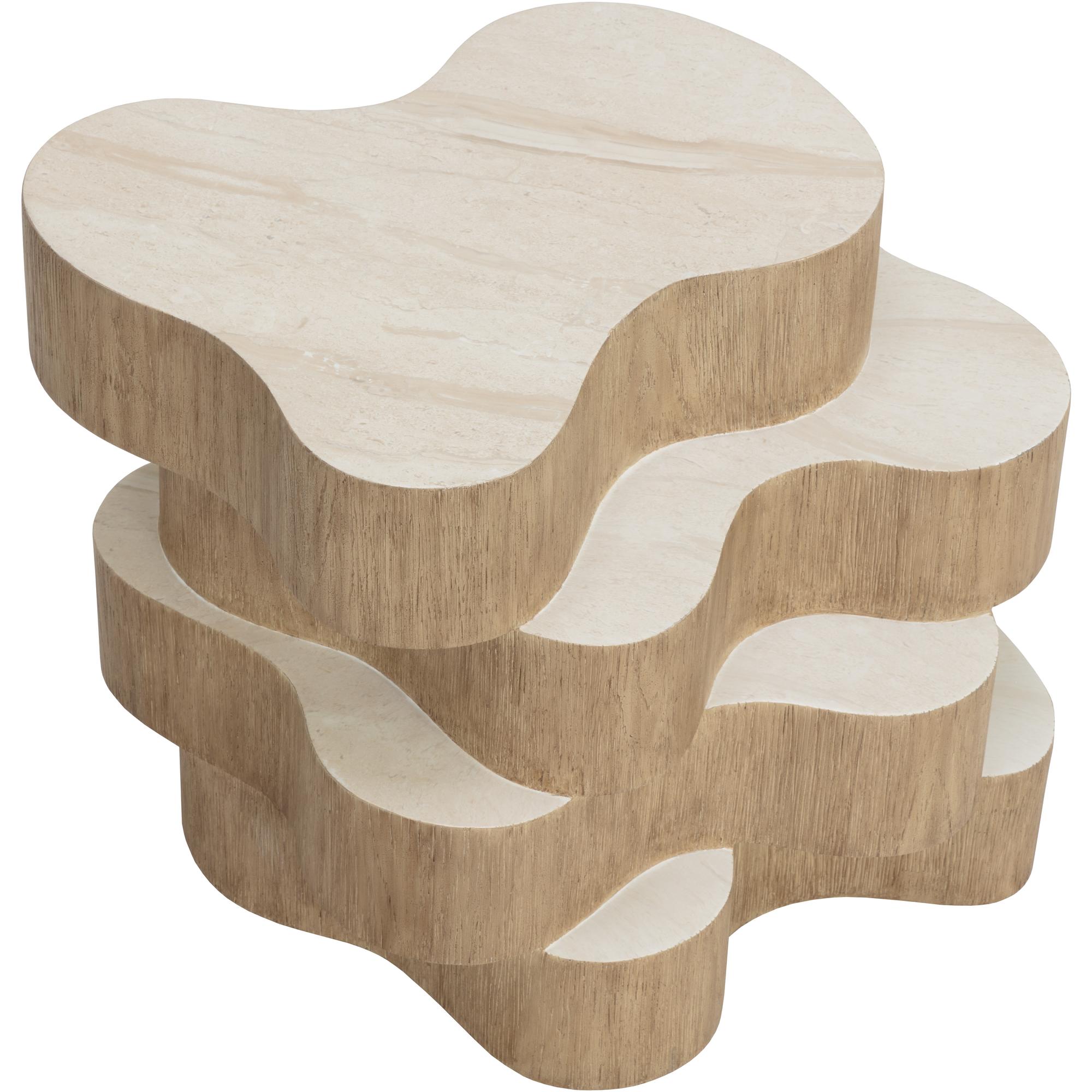 Geddes Side Table - Travertine Look - Cream 4 Geddes Side Table - Travertine Look - Cream - Image 4