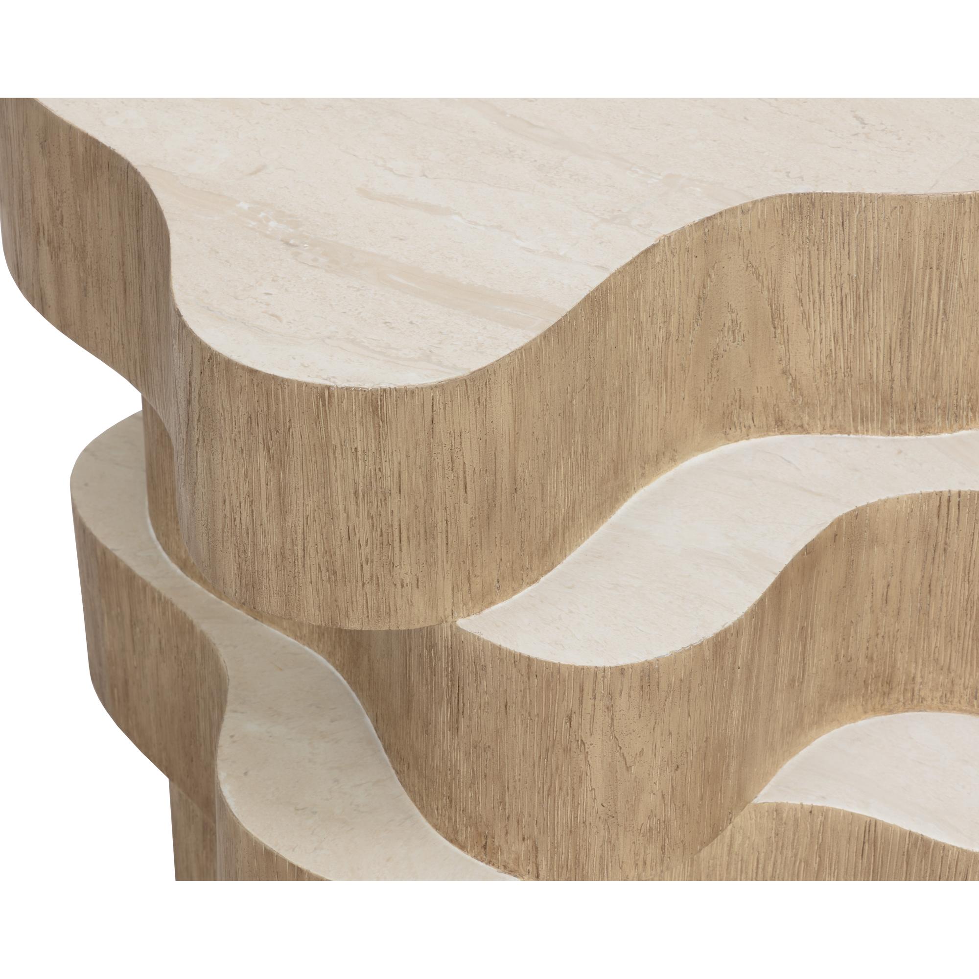 Geddes Side Table - Travertine Look - Cream 5 Geddes Side Table - Travertine Look - Cream - Image 5