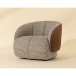 Camie Swivel Lounge Chair - Torched Meringue / Cognac Leather 112768 112768 CAMIE SWIVEL LOUNGE CHAIR TORCHED MERINGUE COGNAC LEATHER