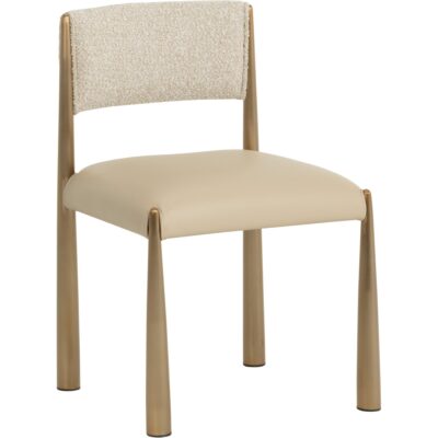 Bayard Dining Chair - Antique Brass - Napa Beige / Santa Cruz Oatmeal