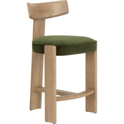 Horton Counter Stool - Rustic Oak - Forest Green