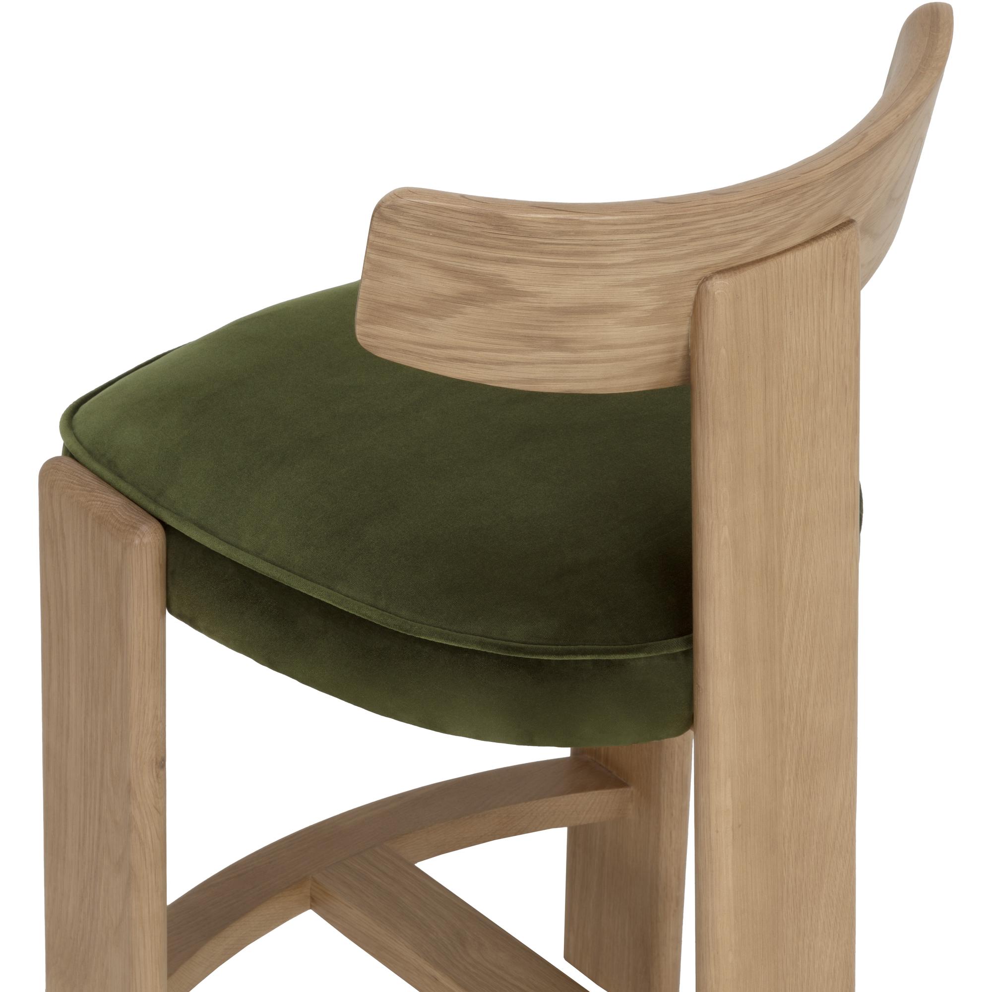 Horton Counter Stool - Rustic Oak - Forest Green 5 Horton Counter Stool - Rustic Oak - Forest Green - Image 5