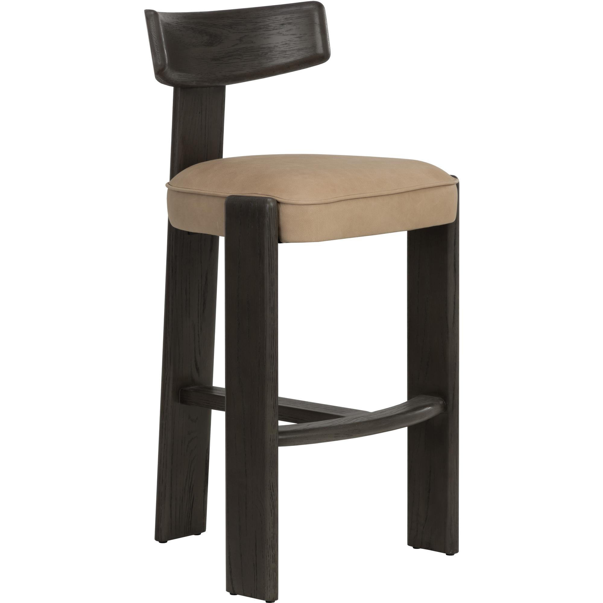 Horton Barstool - Dark Brown - Sahara Sand Leather 1 Horton Barstool - Dark Brown - Sahara Sand Leather