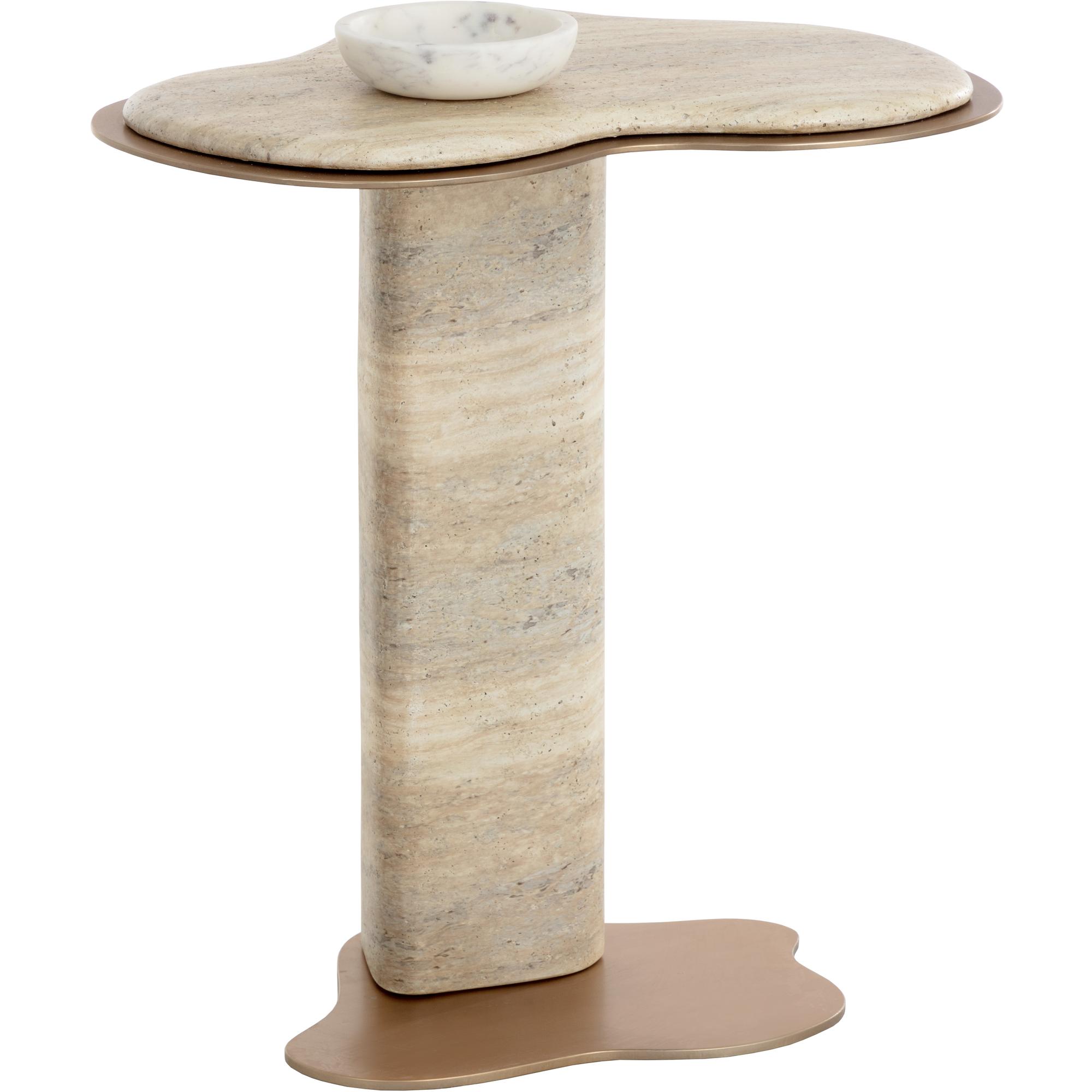 Isola End Table - Travertine Look - Dune 1 Isola End Table - Travertine Look - Dune