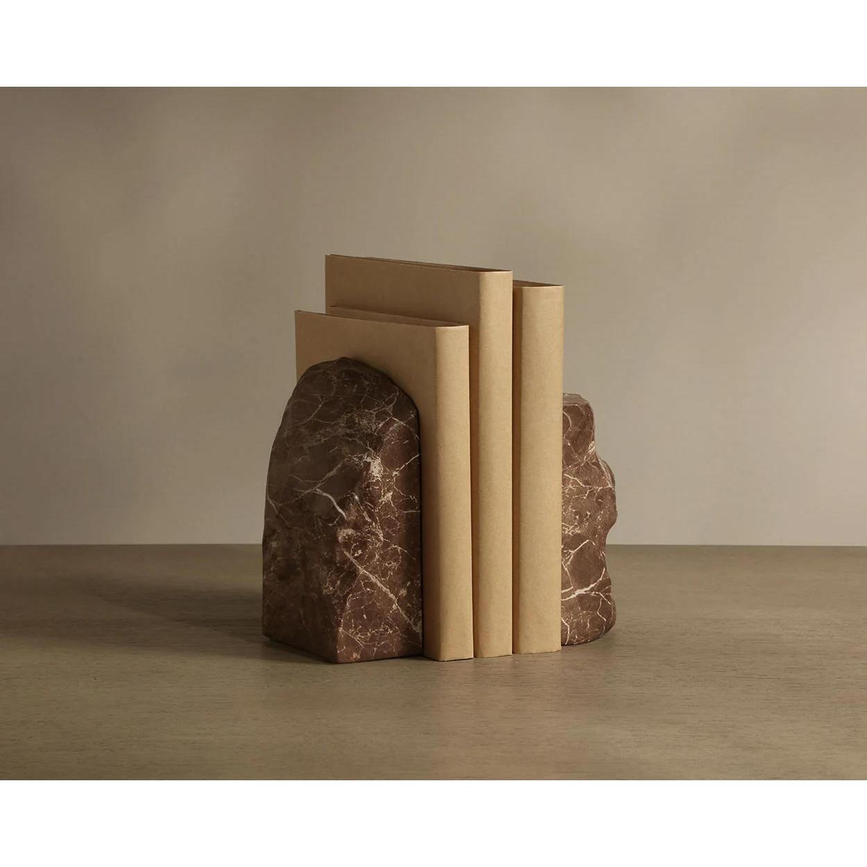 Strata Bookend (Set Of 2) - Marble Look - Mocha 3 Strata Bookend (Set Of 2) - Marble Look - Mocha - Image 3