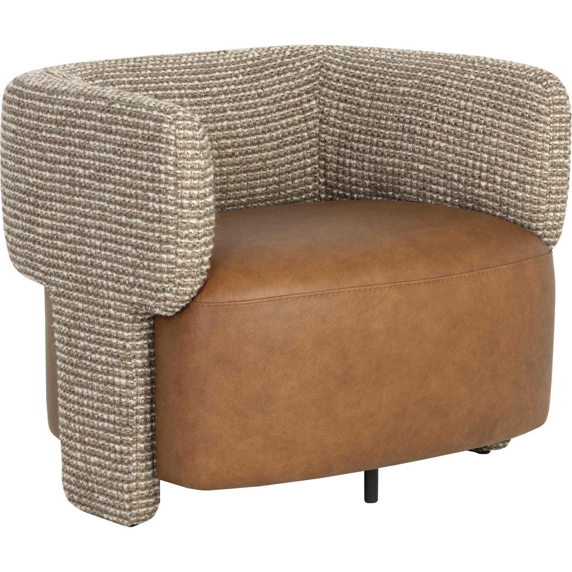 Coppola Lounge Chair - Cognac Leather / Torched Meringue 1 Coppola Lounge Chair - Cognac Leather / Torched Meringue