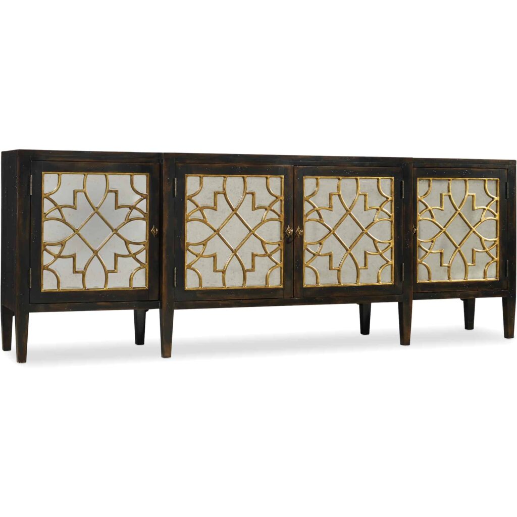 Sanctuary Four Door Mirrored Console - Ebony