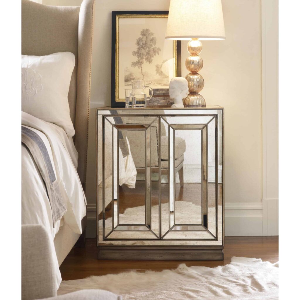 Sanctuary Two-Door Mirrored Nightstand - Visage - Image 2