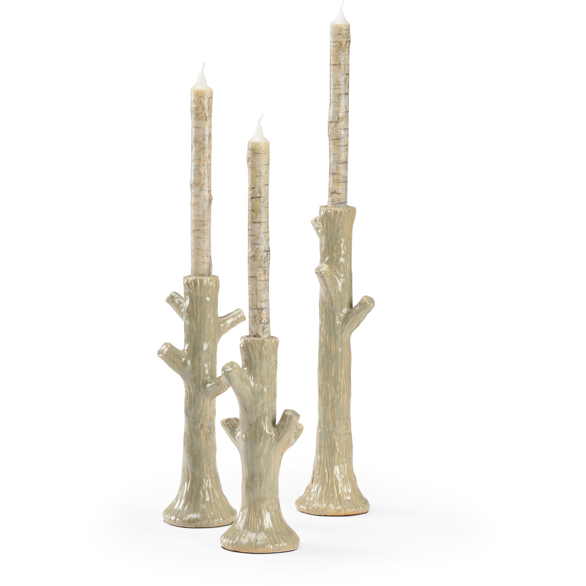Faux Bois Candlesticks - Green (S3) 2 Faux Bois Candlesticks - Green (S3) - Image 2