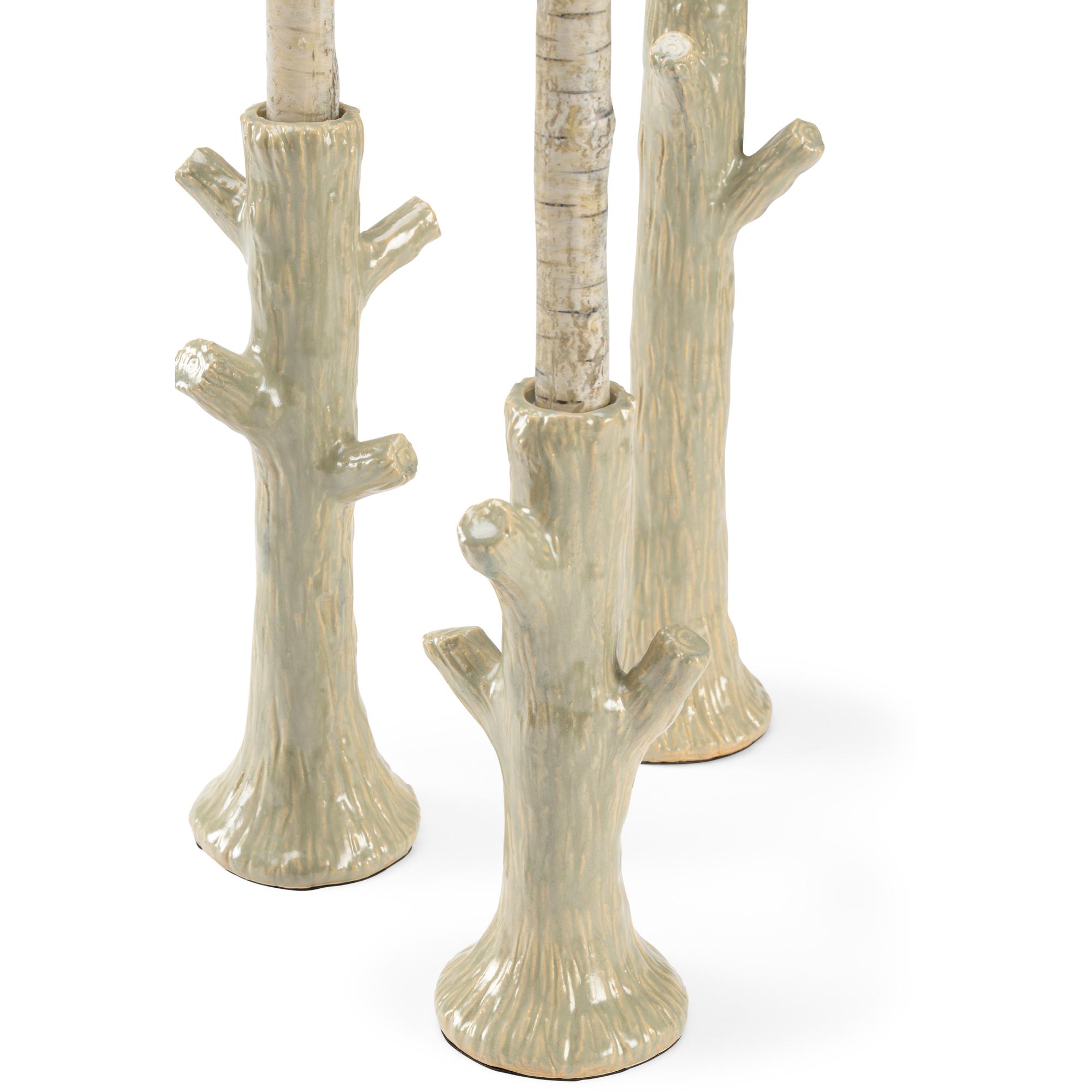 Faux Bois Candlesticks - Green (S3) 3 Faux Bois Candlesticks - Green (S3) - Image 3