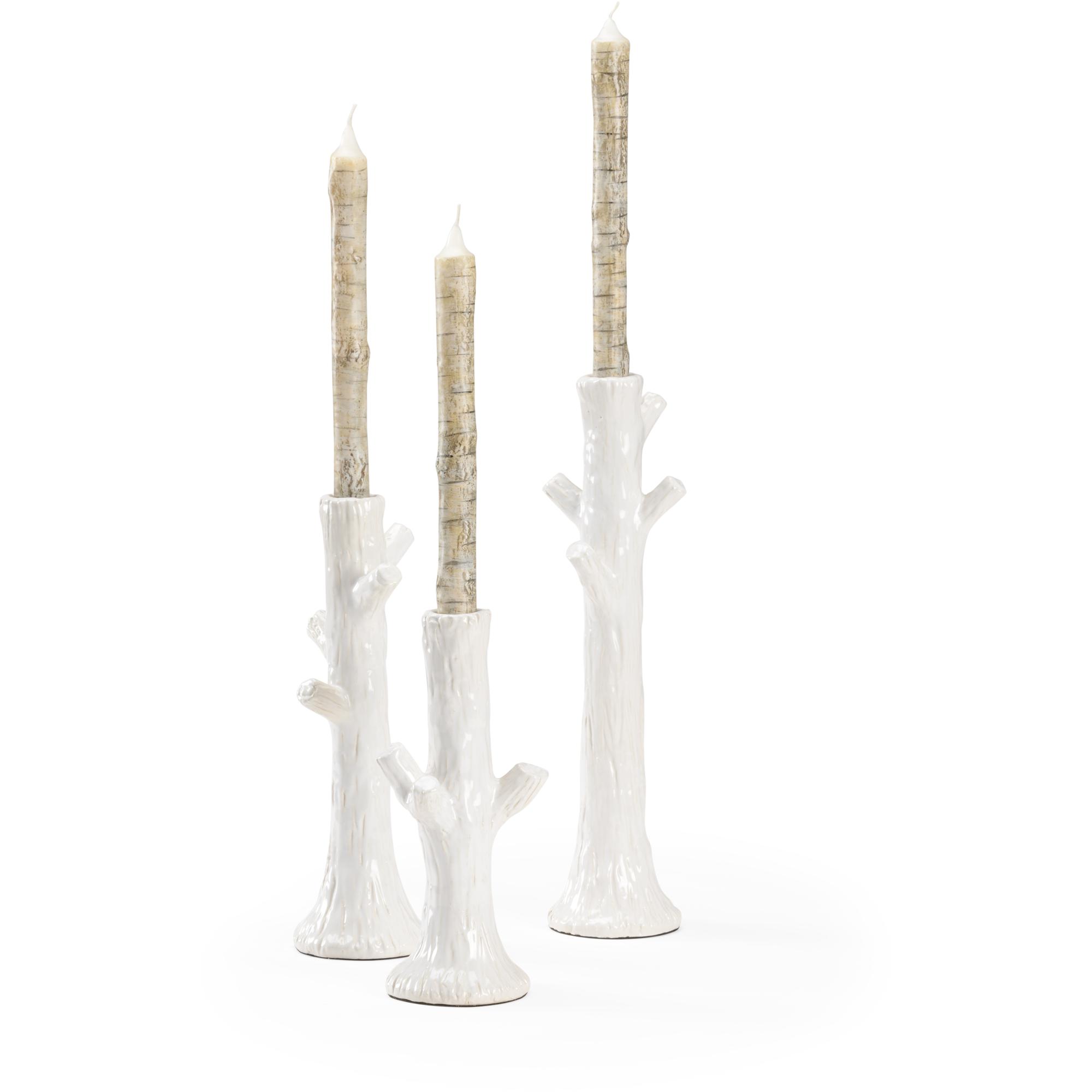 Faux Bois Candlesticks - White (S3) 1 Faux Bois Candlesticks - White (S3)