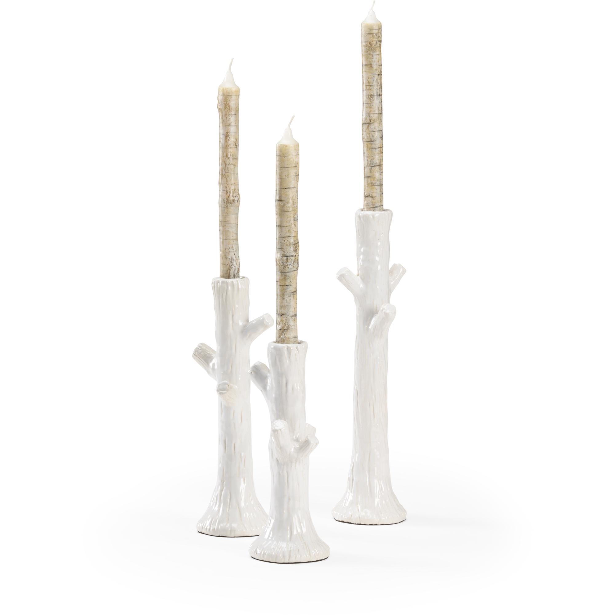 Faux Bois Candlesticks - White (S3) 2 Faux Bois Candlesticks - White (S3) - Image 2