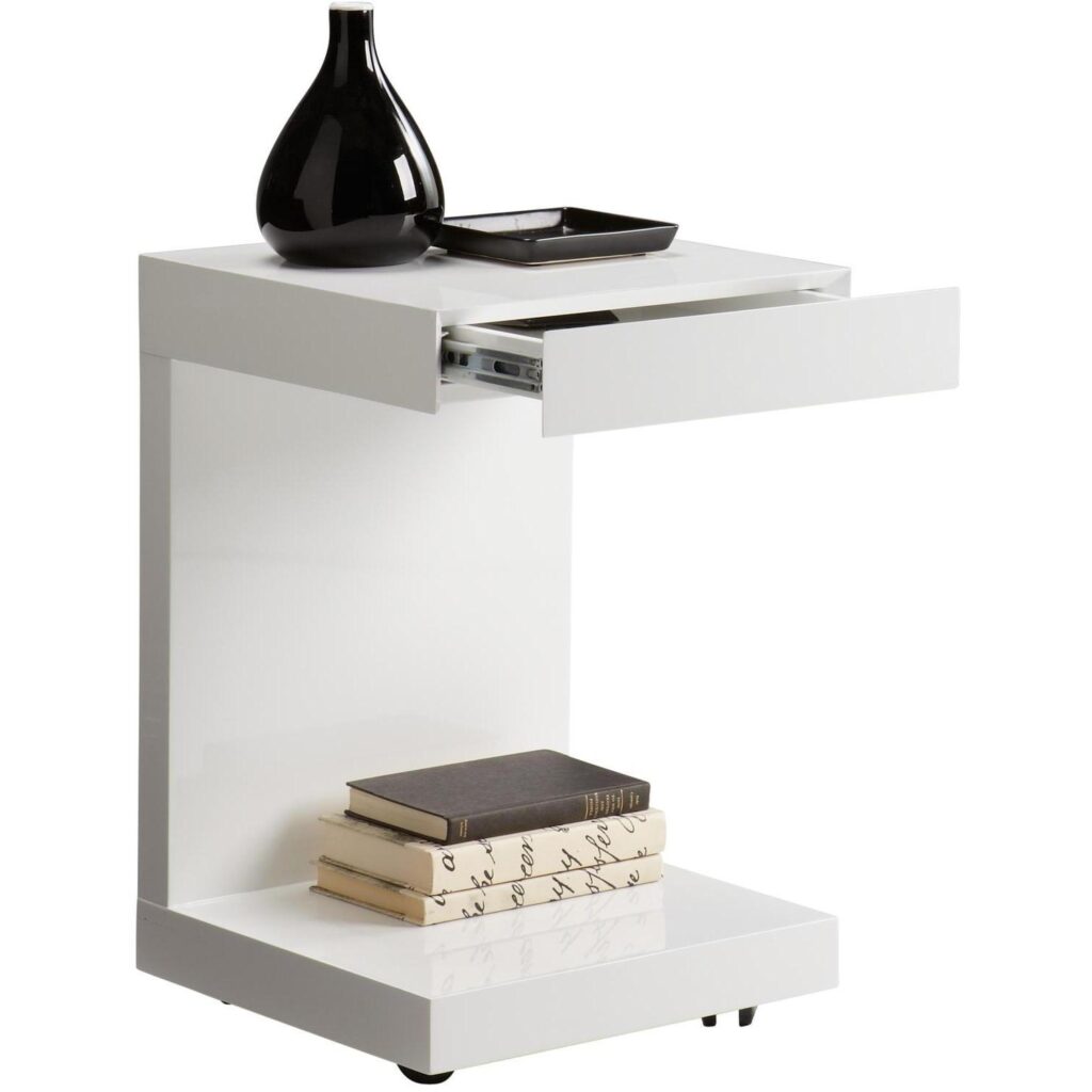 Bachelor End Table - High Gloss White - Image 2