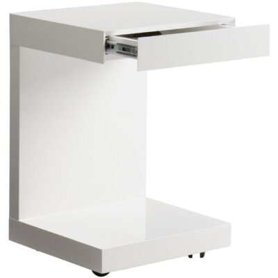 Bachelor End Table - High Gloss White 36556 36556 BACHELOR TV TABLE WHITE 3