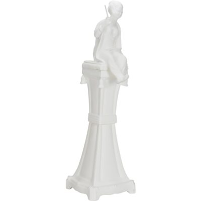 Chinoserie Woman on Pedestal - White