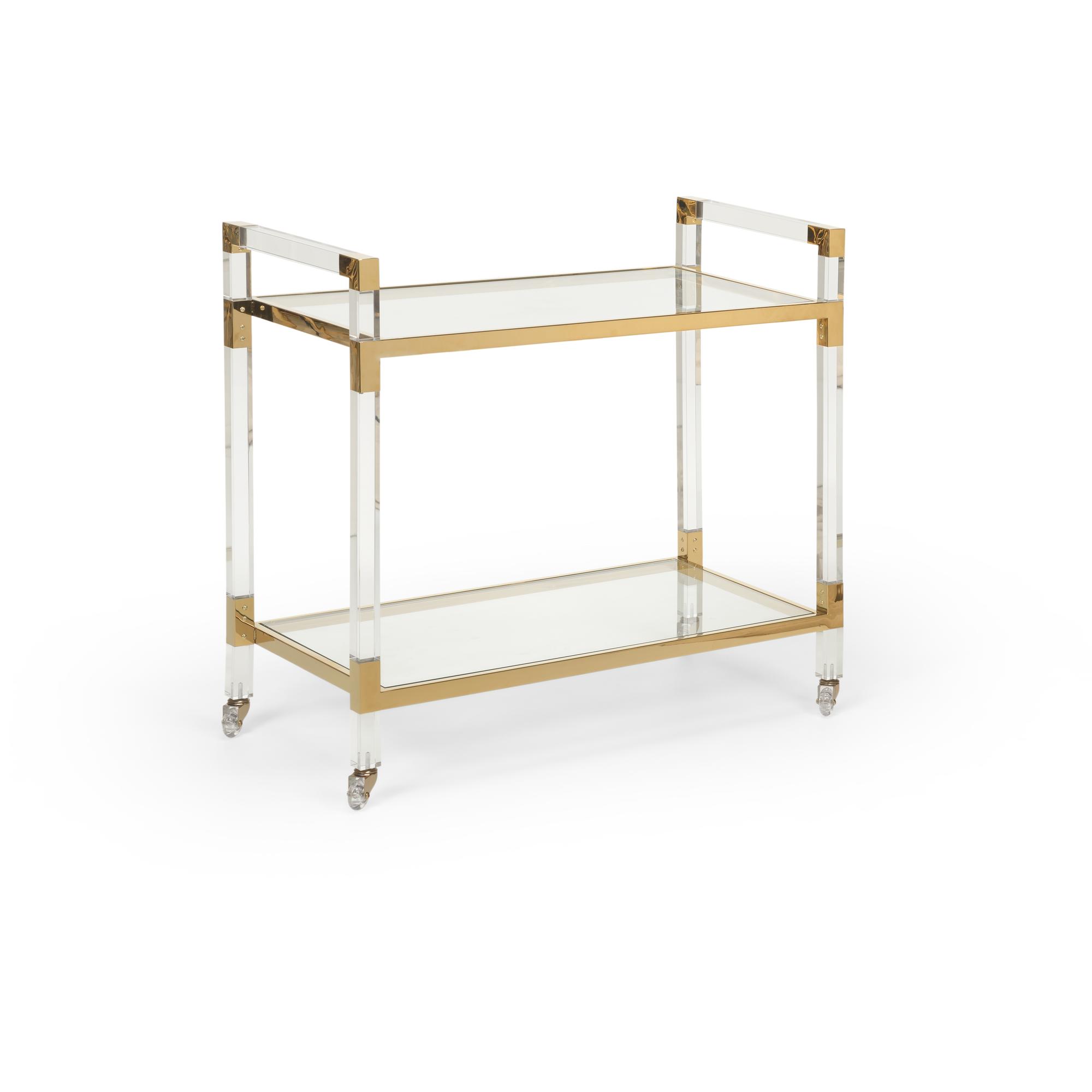 Acrylic Bar Cart - Brass 1 Acrylic Bar Cart - Brass
