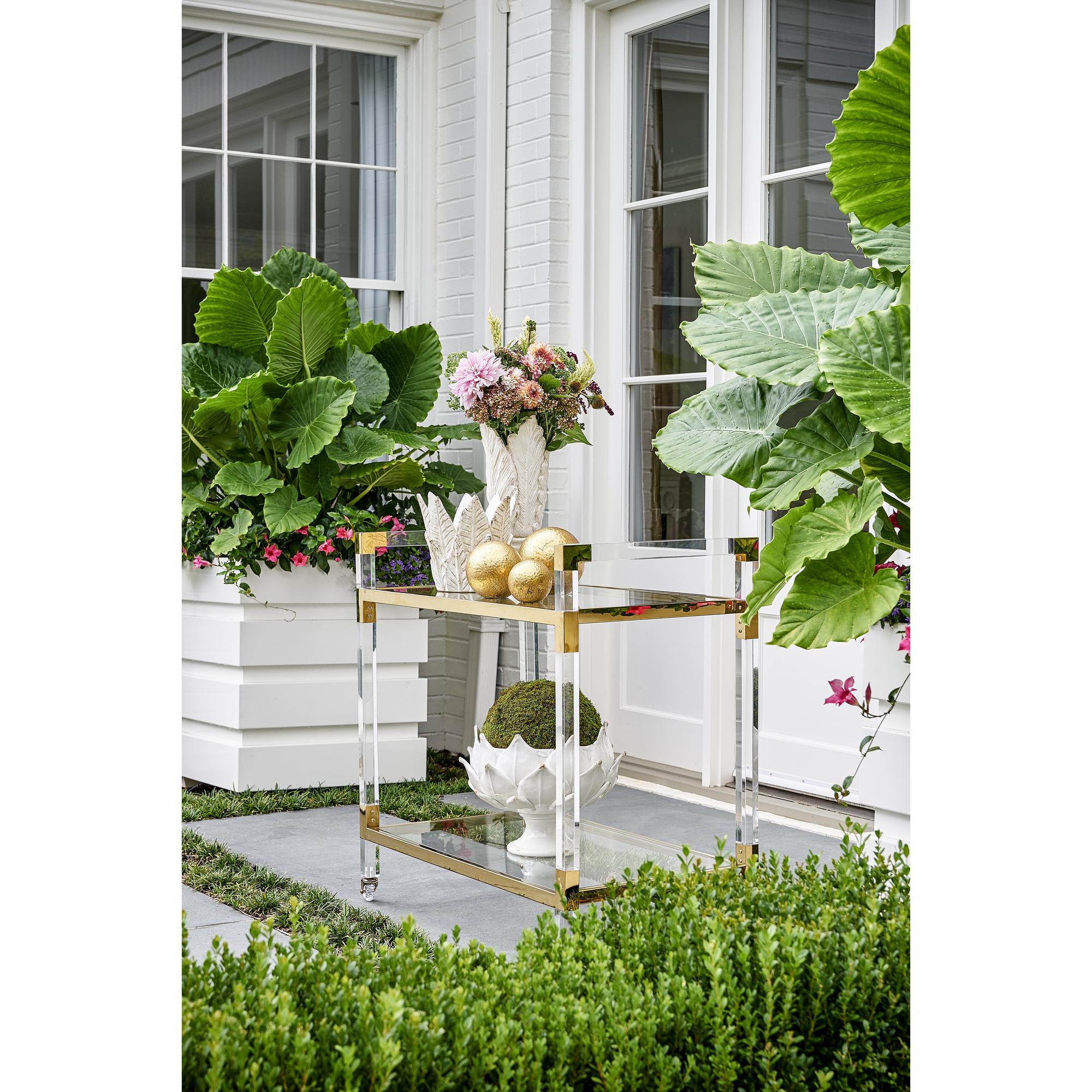 Acrylic Bar Cart - Brass 3 Acrylic Bar Cart - Brass - Image 3