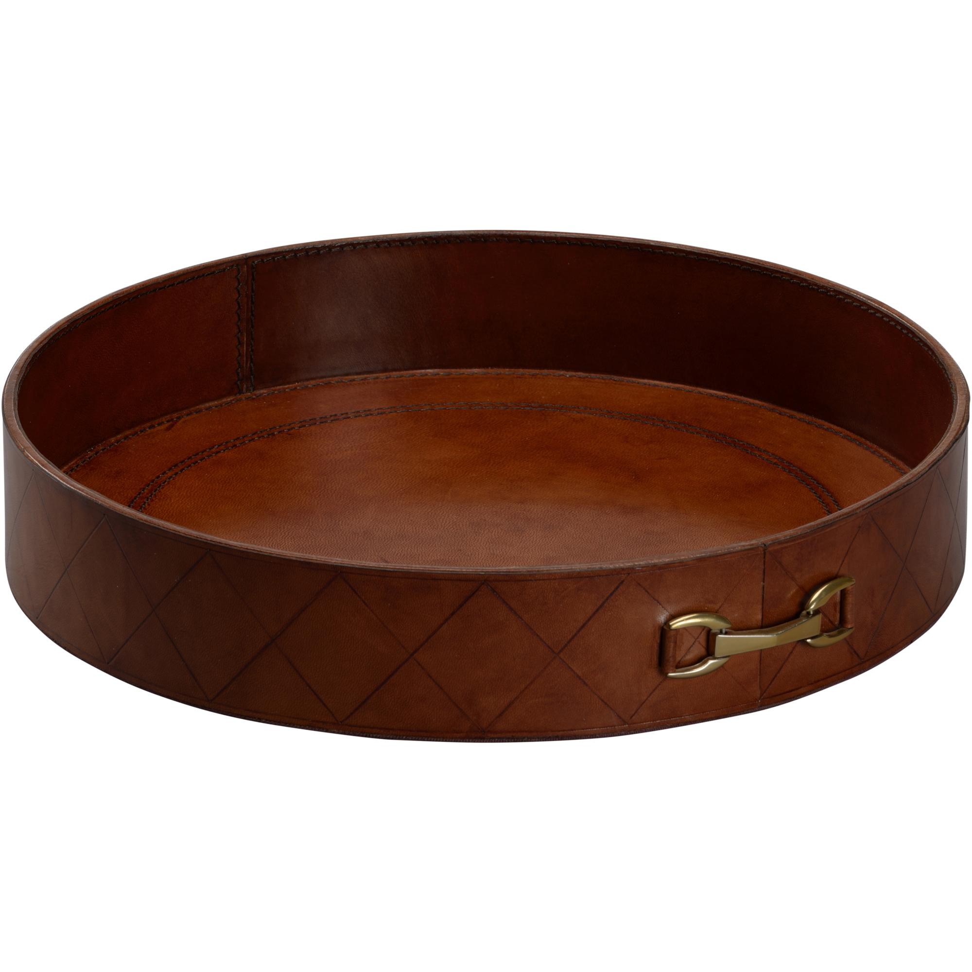 LEATHER ROUND TRAY WITH METAL 2 LEATHER ROUND TRAY WITH METAL - Image 2