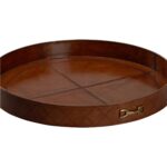 LEATHER ROUND TRAY WITH METAL 385737 385737 B