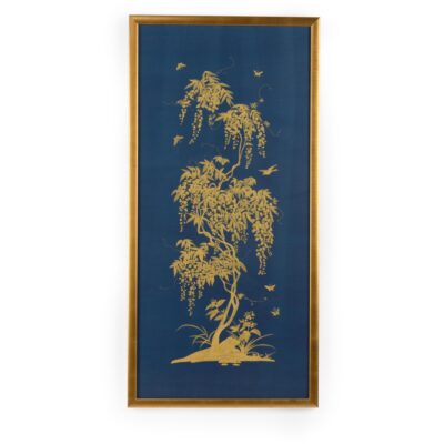 Gold Flowering Tree On Blue B