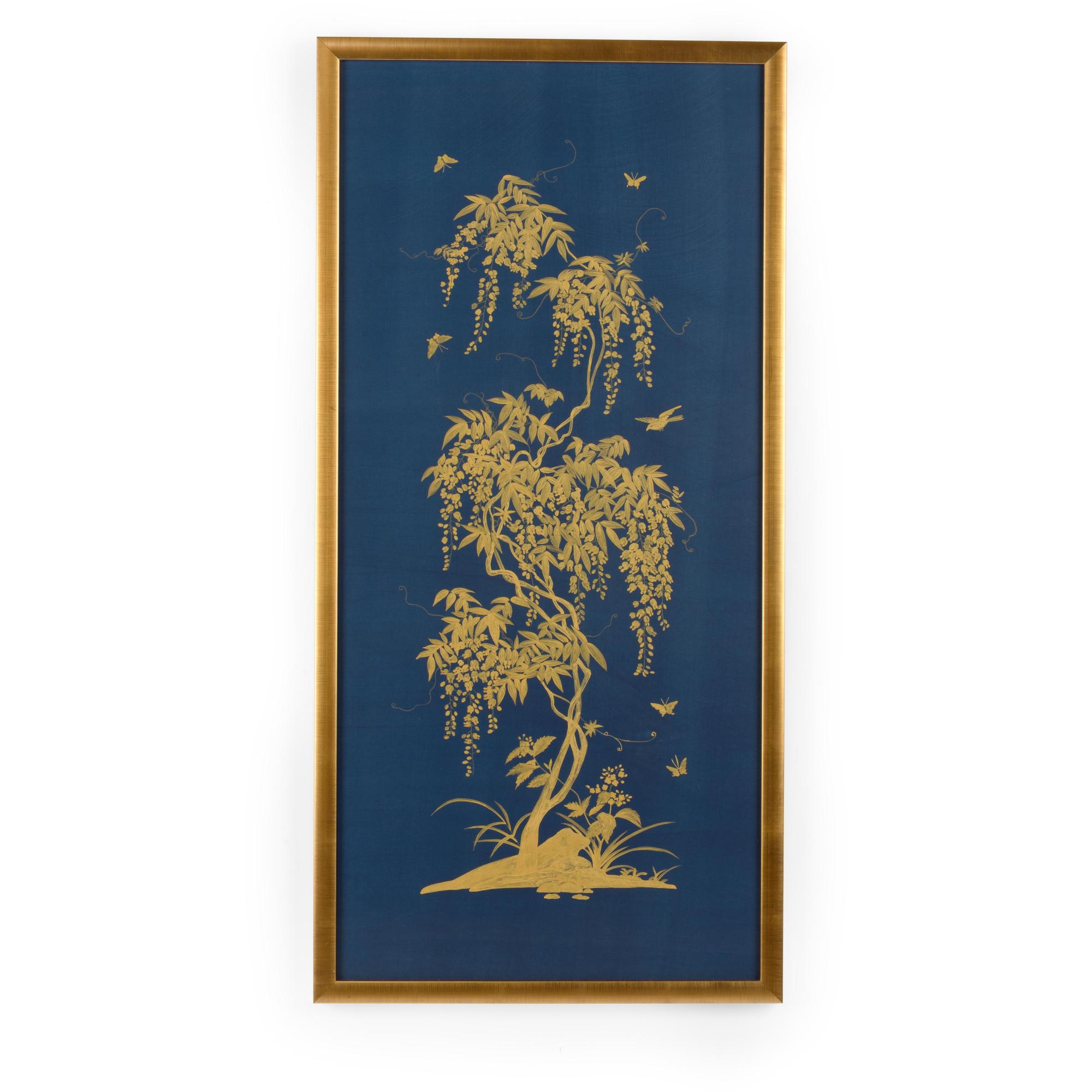 Gold Flowering Tree On Blue B 1 Gold Flowering Tree On Blue B
