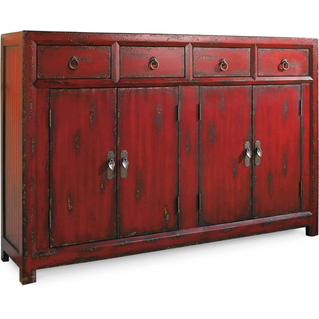 58" Red Asian Cabinet