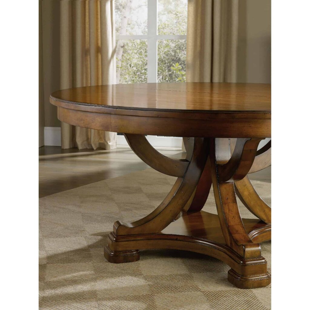 Tynecastle Round Pedestal Dining Table with One 18" Leaf - Image 2