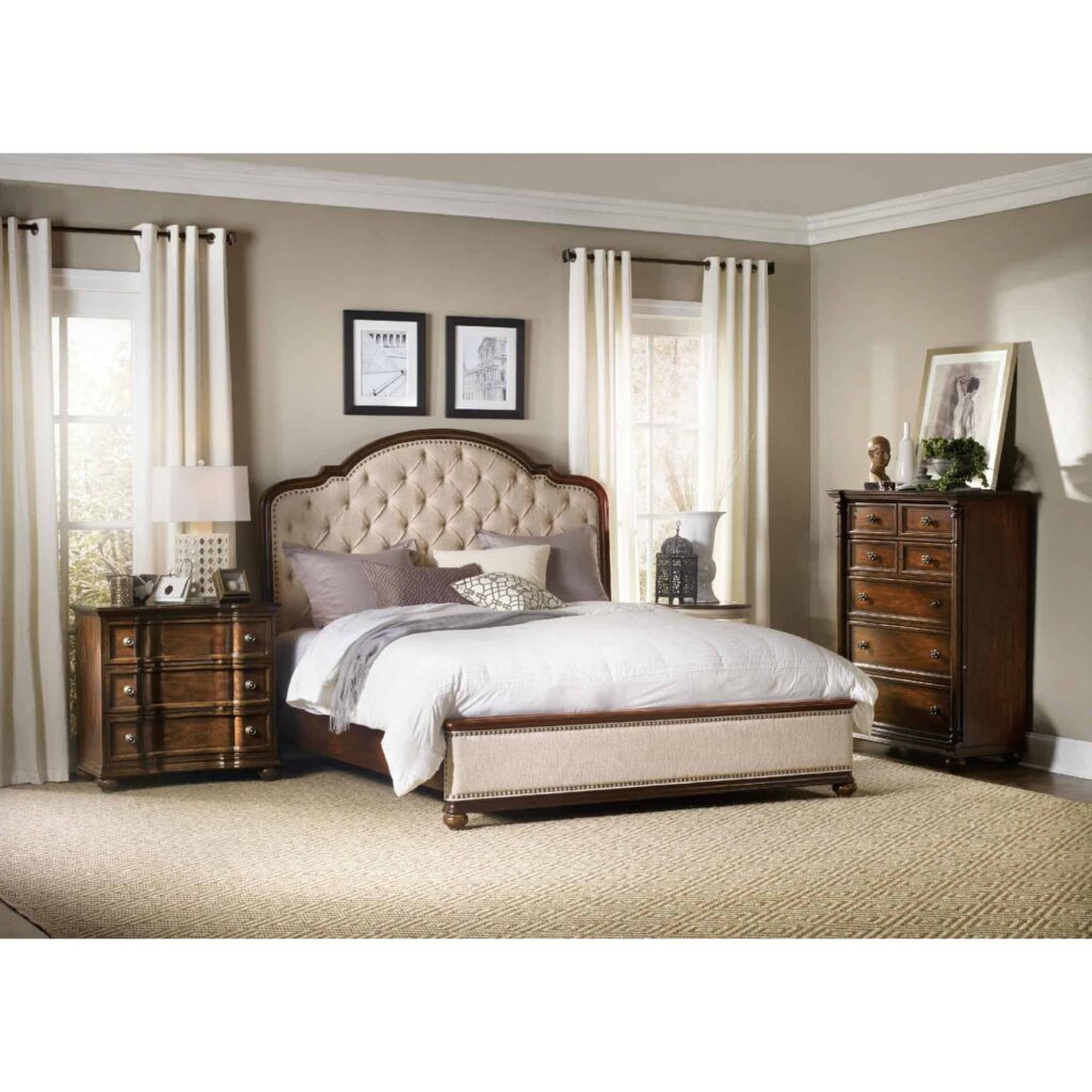 Leesburg King Upholstered Bed with Wood Rails - Image 2