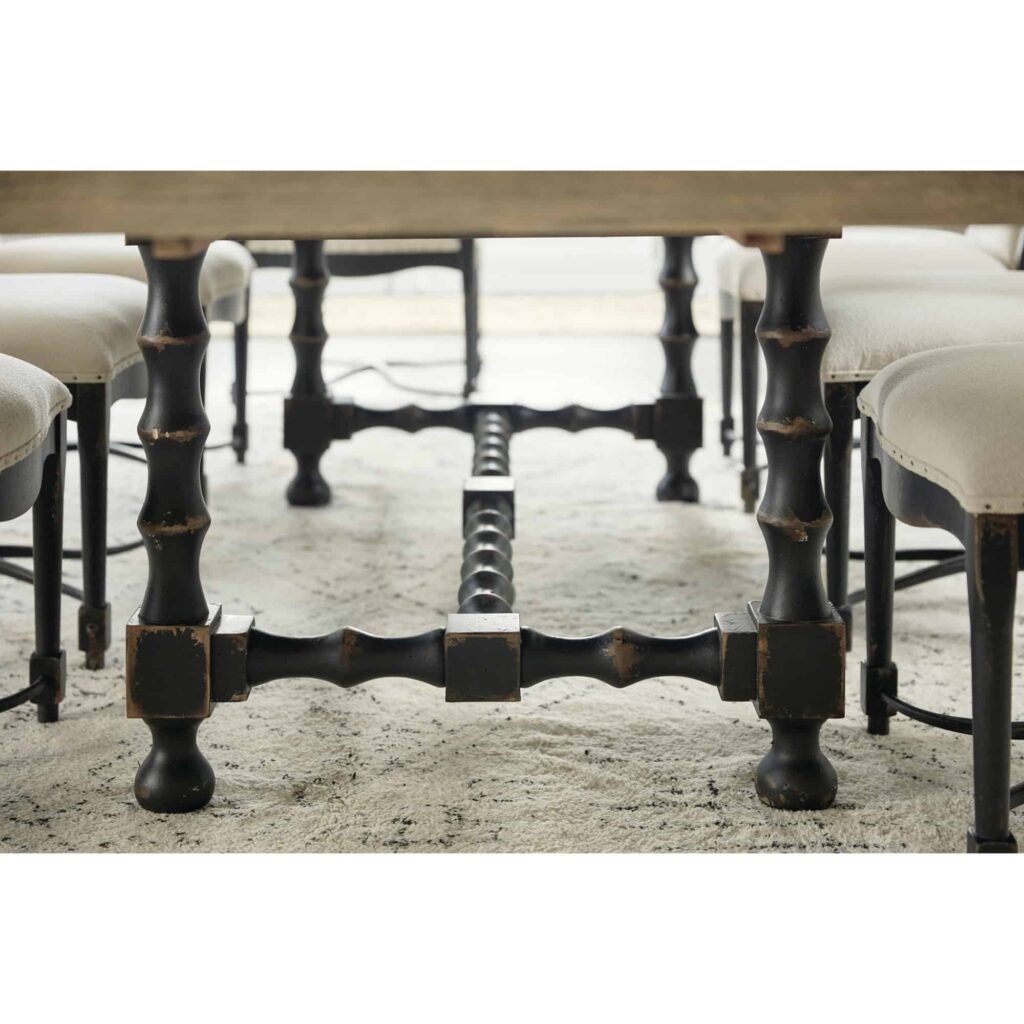 Ciao Bella 84in Trestle Table w/ 2-18in Leaves-Flaky White/Black - Image 8