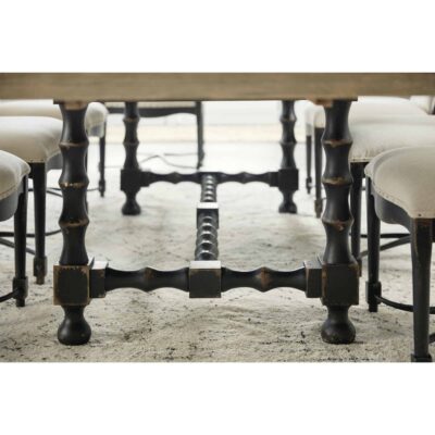 Ciao Bella 84in Trestle Table w/ 2-18in Leaves-Flaky White/Black 5805-75200-80 5805 75200 80 detail4