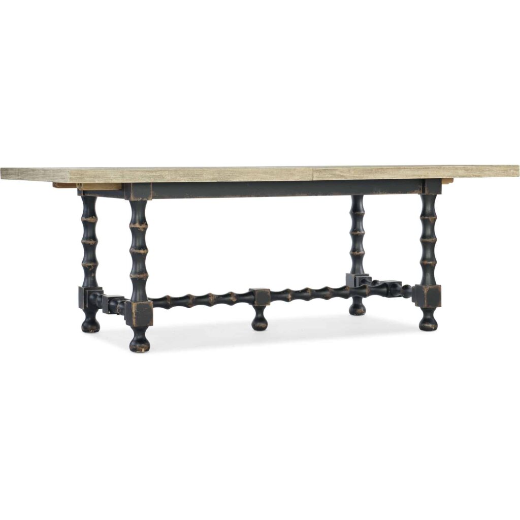 Ciao Bella 84in Trestle Table w/ 2-18in Leaves-Flaky White/Black