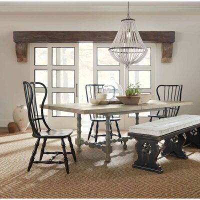 Ciao Bella 84in Trestle Table w/ 2-18in Leaves-Natural/Gray 5805-75200-85 5805 75200 85 90019 99 3005 75310 room