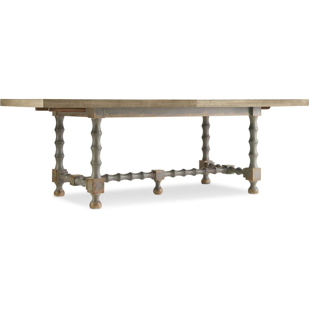 Ciao Bella 84in Trestle Table w/ 2-18in Leaves-Natural/Gray