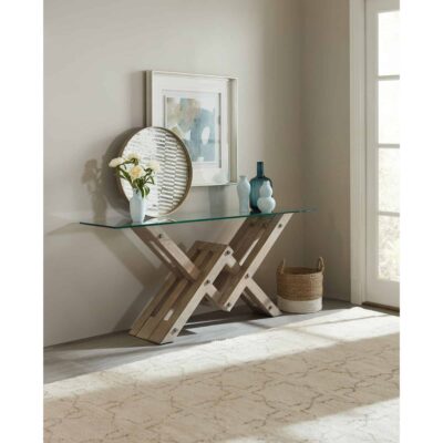 Affinity Glass Top Accent Console 6050-85001-GRY 6050 85001 gry room