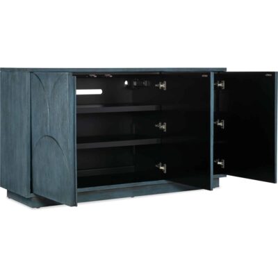 Melange Round Valley Three Door Entertainment Credenza 628-55052-45 628 55052 45 open silo