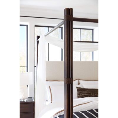 Retreat Pole Rattan Cal King Upholstered Poster Bed w/Canopy 6950-90460-99 6950 90466 99 detail