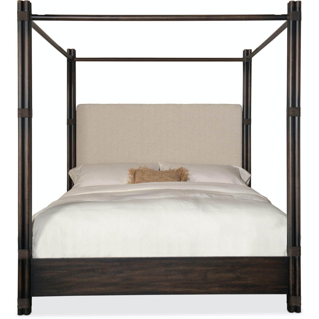 Retreat Pole Rattan Cal King Upholstered Poster Bed w/Canopy - Image 2