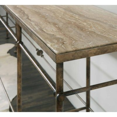 La Grange St James Metal and Stone Console 6960-85001-00 6960 85001 00 detail