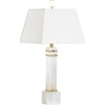 ALABASTER COLUMN LAMP WITH GOLD/STONE RINGS 70258 70258 D